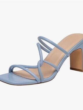 Classic Strappy Block Heel Sandals - Light Blue